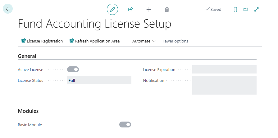 Fund Accounting License Setup