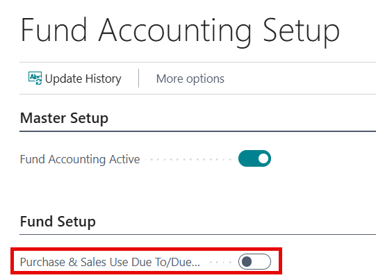 Due to/Due From = Off