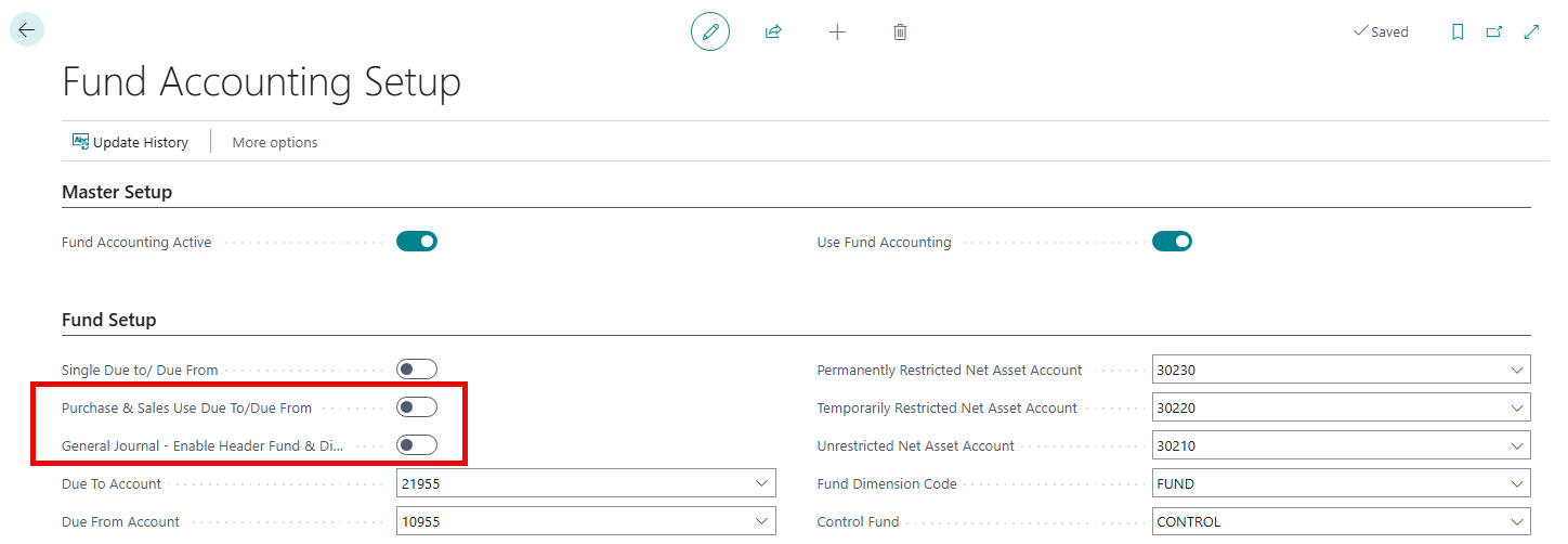 Fund Accounting Setup - OFF