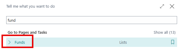 Search for Fund Card